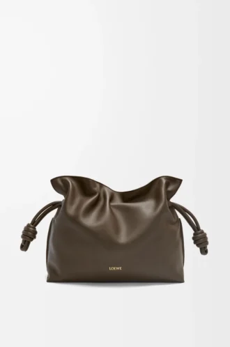 Medium Flamenco clutch in nappa calfskin Chocolate