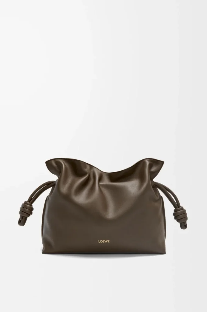 Medium Flamenco clutch in nappa calfskin Chocolate Medium Flamenco clutch in nappa calfskin Chocolate