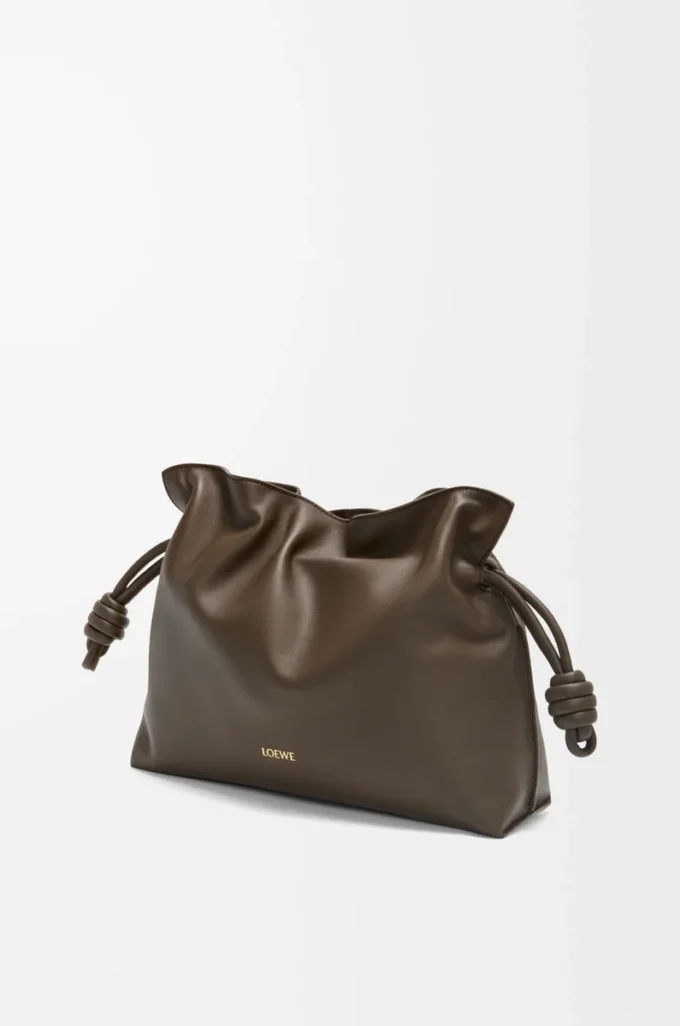 Medium Flamenco clutch in nappa calfskin Chocolate Medium Flamenco clutch in nappa calfskin Chocolate