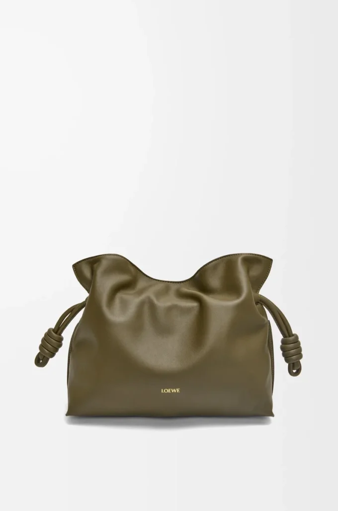 Medium Flamenco clutch in nappa calfskin Dark Khaki Medium Flamenco clutch in nappa calfskin Dark Khaki