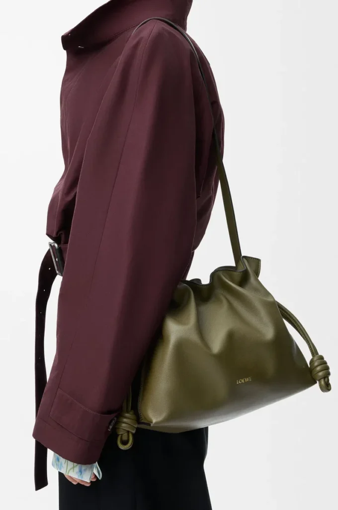 Medium Flamenco clutch in nappa calfskin Dark Khaki Medium Flamenco clutch in nappa calfskin Dark Khaki