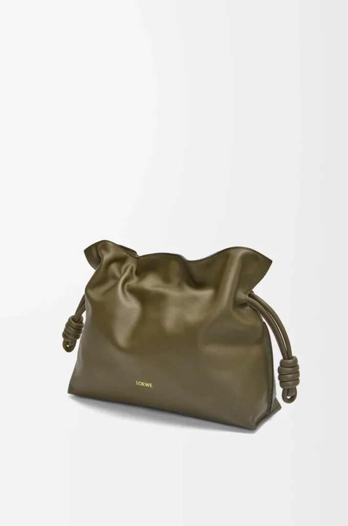 Medium Flamenco clutch in nappa calfskin Dark Khaki Medium Flamenco clutch in nappa calfskin Dark Khaki