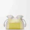 Medium Flamenco clutch in nappa calfskin Pale Grey/Light Citrine