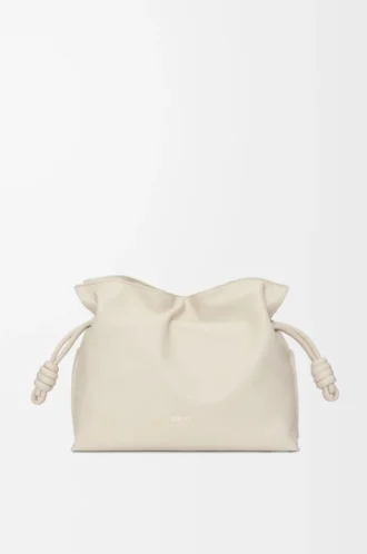 Medium Flamenco clutch in nappa calfskin Sea Salt