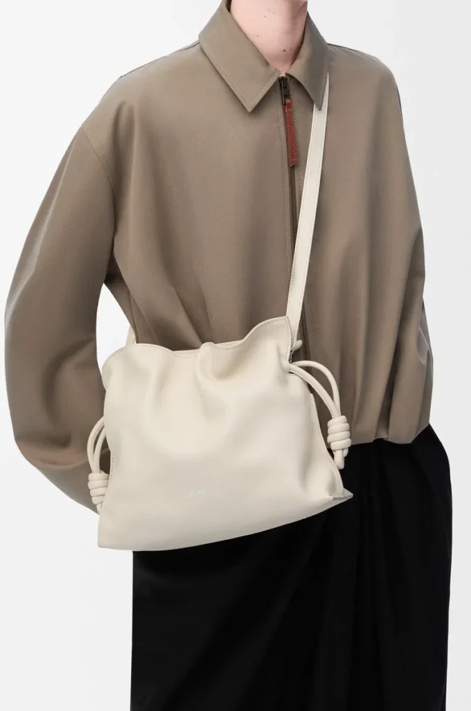 Medium Flamenco clutch in nappa calfskin Sea Salt Medium Flamenco clutch in nappa calfskin Sea Salt