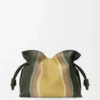 Medium Flamenco clutch Landscape in nappa calfskin Bottle Green/Ochre Medium Flamenco clutch Landscape in nappa calfskin Bottle Green/Ochre