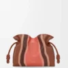 Medium Flamenco clutch Landscape in nappa calfskin Pecan/Parrot Pink Medium Flamenco clutch Landscape in nappa calfskin Pecan/Parrot Pink