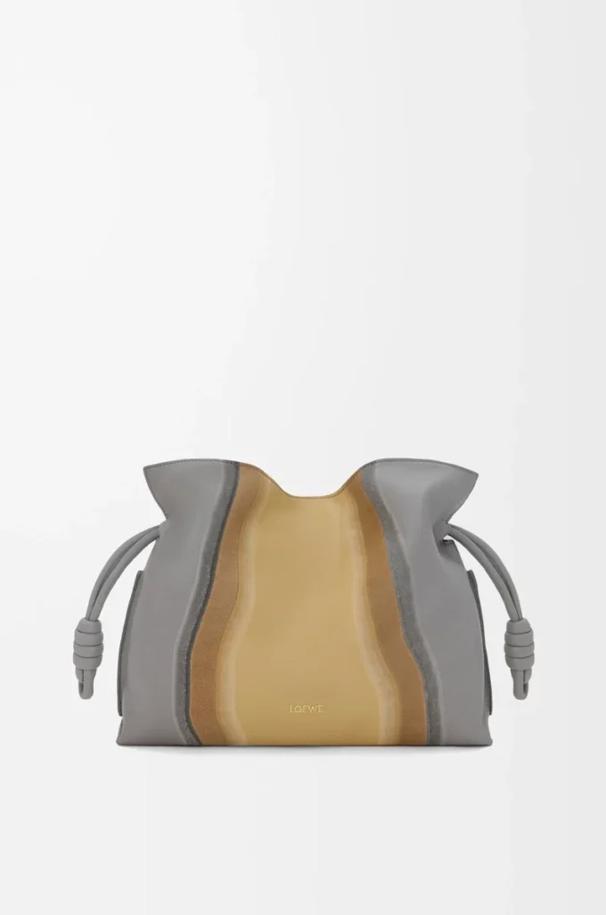 Medium Flamenco clutch Landscape in nappa calfskin Sparkling Grey/Butter Medium Flamenco clutch Landscape in nappa calfskin Sparkling Grey/Butter