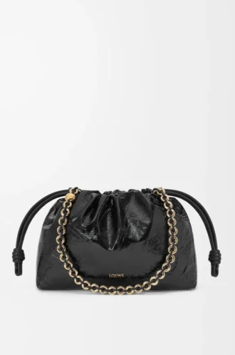 Medium Flamenco purse in eel Black