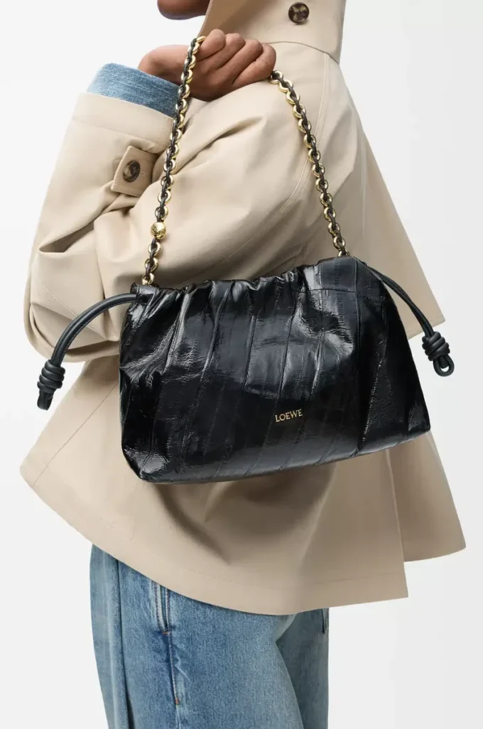 Medium Flamenco purse in eel Black Medium Flamenco purse in eel Black