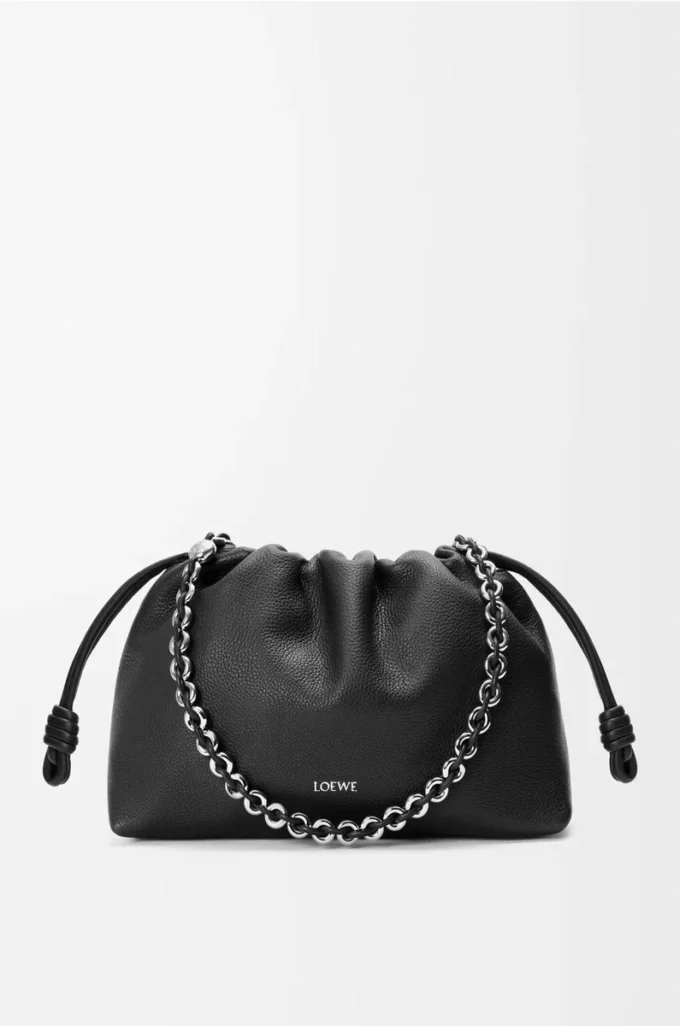 Medium Flamenco purse in fine grained calfskin Black