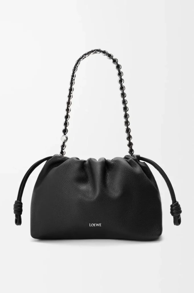Medium Flamenco purse in fine grained calfskin Black