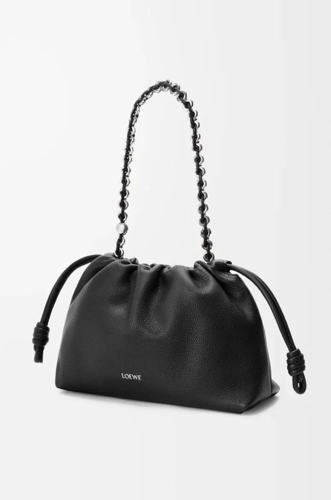 Medium Flamenco purse in fine grained calfskin Black