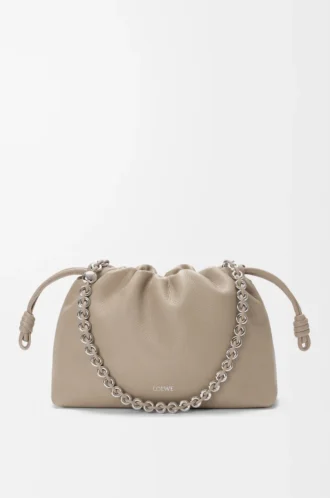 Medium Flamenco purse in fine grained calfskin Clay