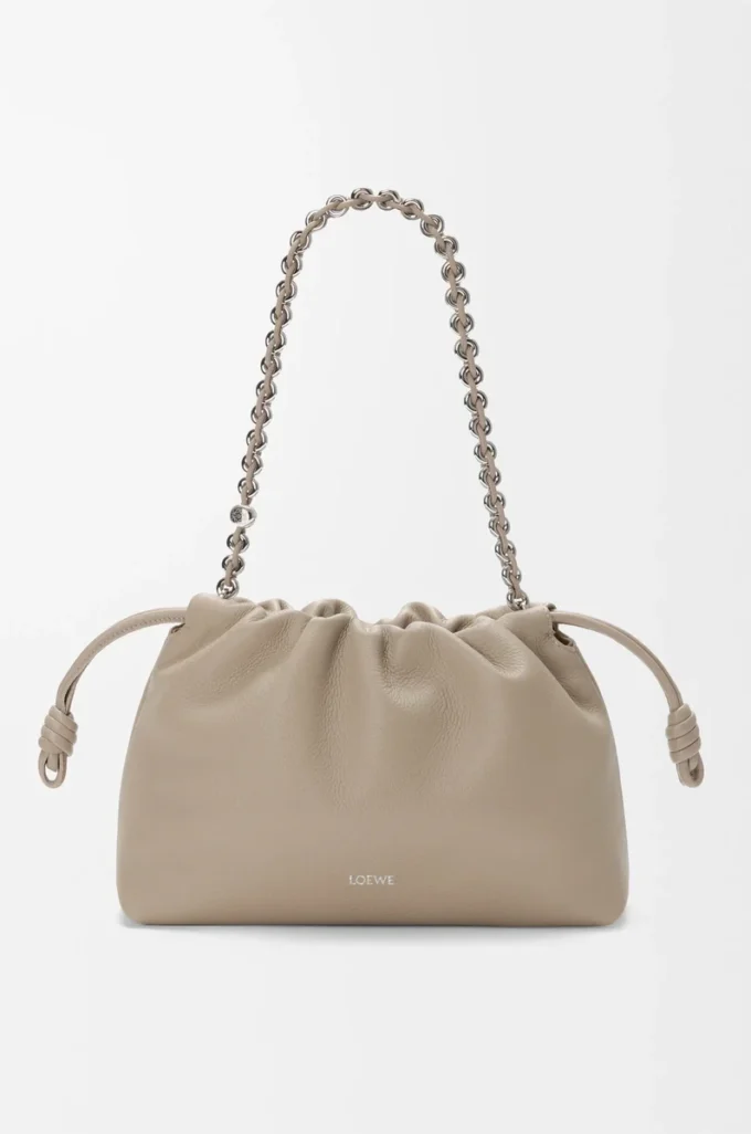 Medium Flamenco purse in fine grained calfskin Clay