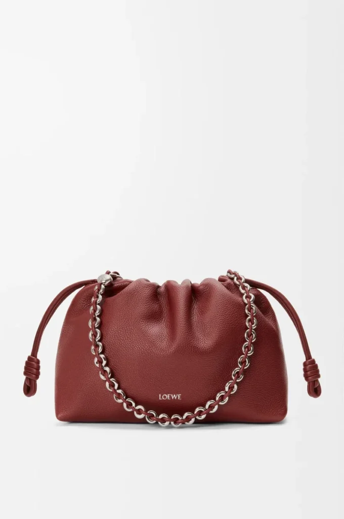 Medium Flamenco purse in fine grained calfskin Mahogany