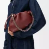 Medium Flamenco purse in fine grained calfskin Mahogany