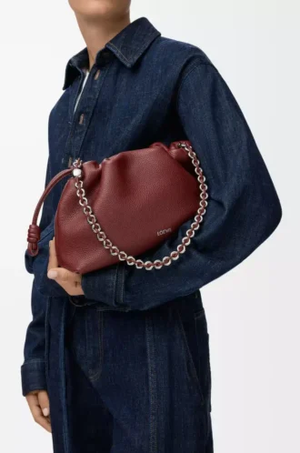Medium Flamenco purse in fine grained calfskin Mahogany