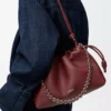 Medium Flamenco purse in fine grained calfskin Mahogany