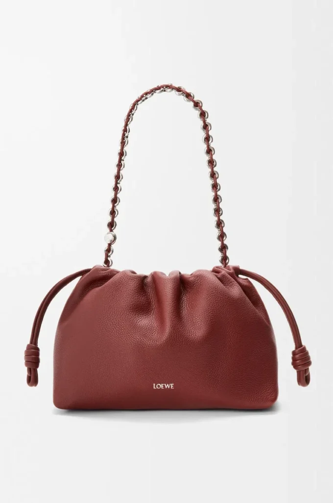 Medium Flamenco purse in fine grained calfskin Mahogany