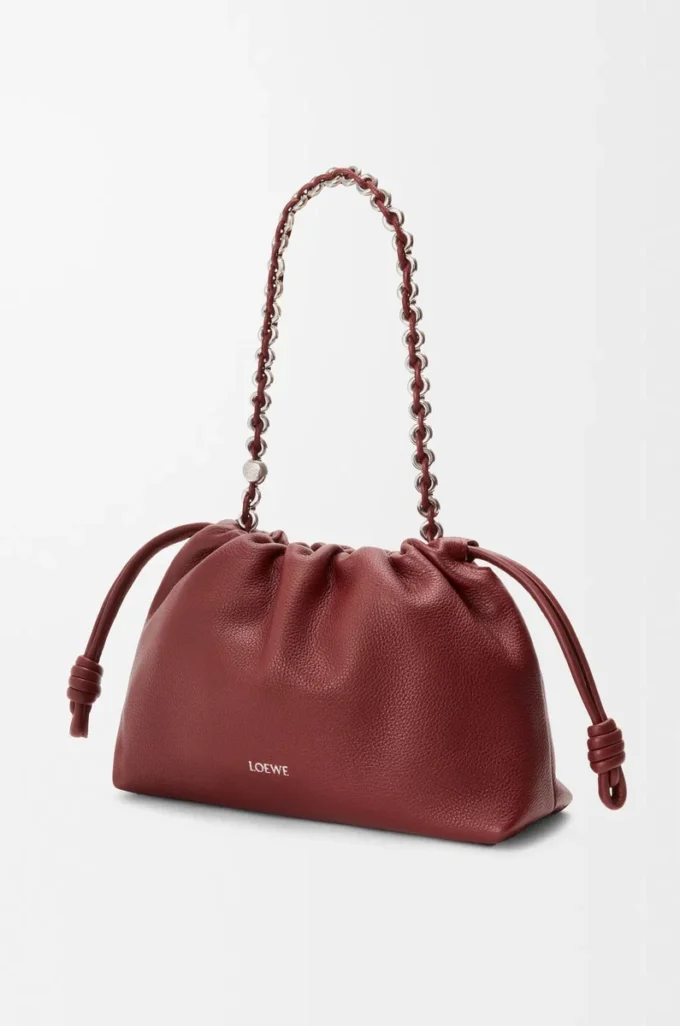 Medium Flamenco purse in fine grained calfskin Mahogany