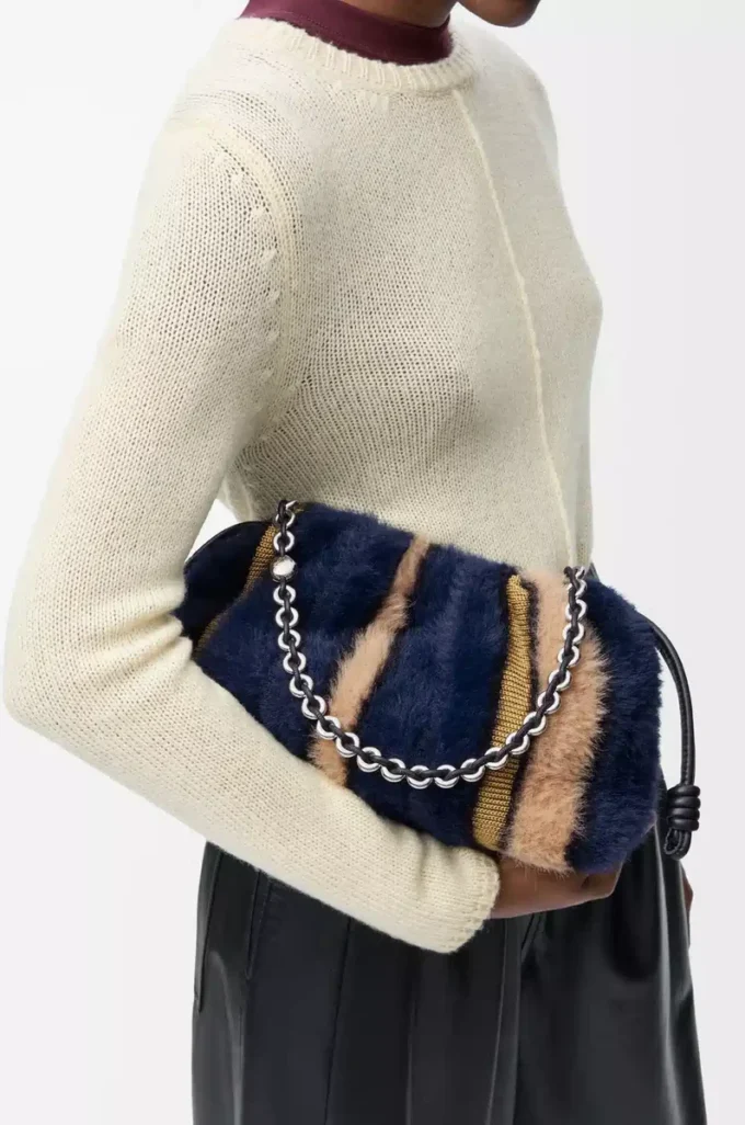 Medium Flamenco purse in jacquard knit Multicolor Deep Navy Medium Flamenco purse in jacquard knit Multicolor Deep Navy