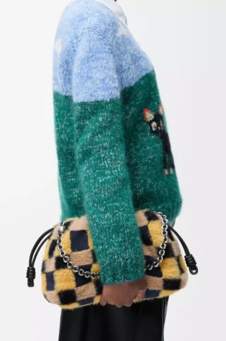 Medium Flamenco purse in jacquard knit Multicolor Deep Navy
