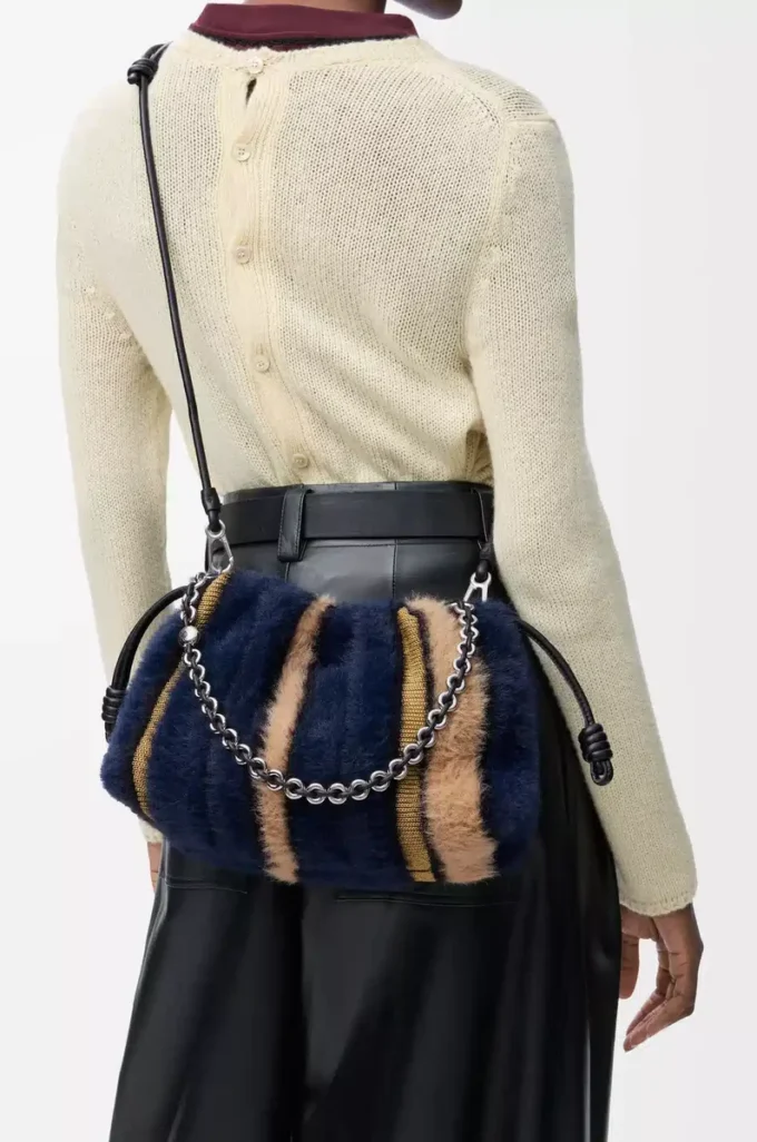 Medium Flamenco purse in jacquard knit Multicolor Deep Navy Medium Flamenco purse in jacquard knit Multicolor Deep Navy