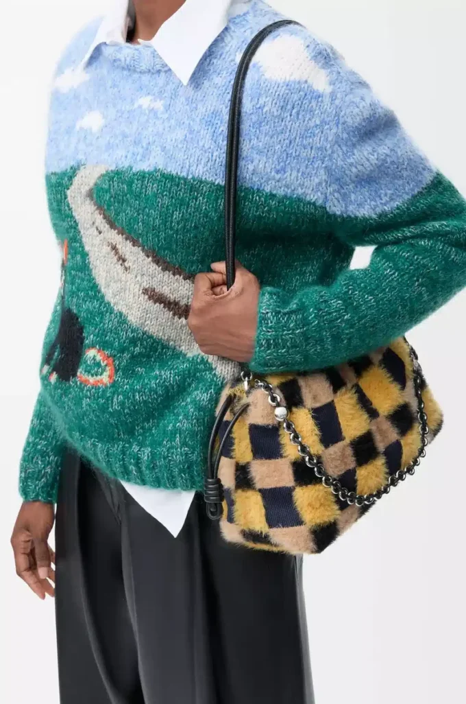 Medium Flamenco purse in jacquard knit Multicolor Deep Navy Medium Flamenco purse in jacquard knit Multicolor Deep Navy
