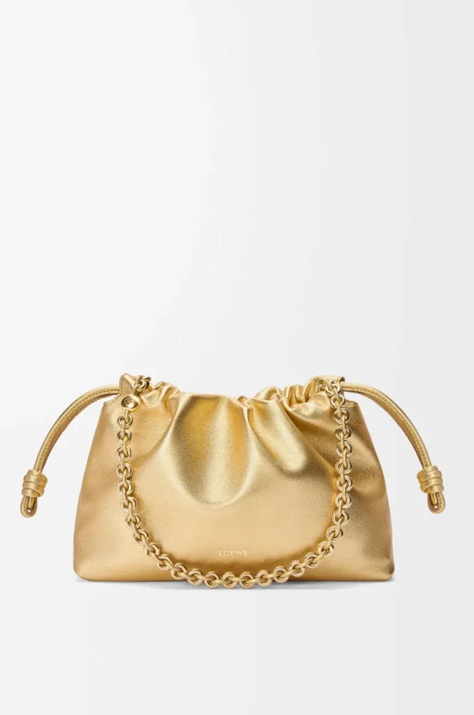 Medium Flamenco purse in laminated lambskin Gold Medium Flamenco purse in laminated lambskin Gold