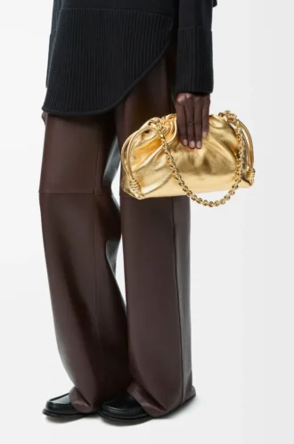 Medium Flamenco purse in laminated lambskin Gold