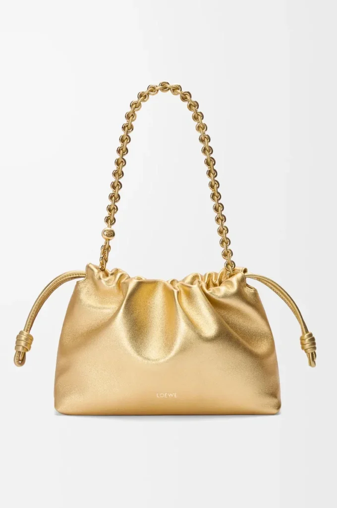Medium Flamenco purse in laminated lambskin Gold Medium Flamenco purse in laminated lambskin Gold