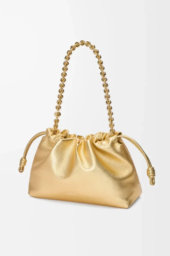 Medium Flamenco purse in laminated lambskin Gold Medium Flamenco purse in laminated lambskin Gold