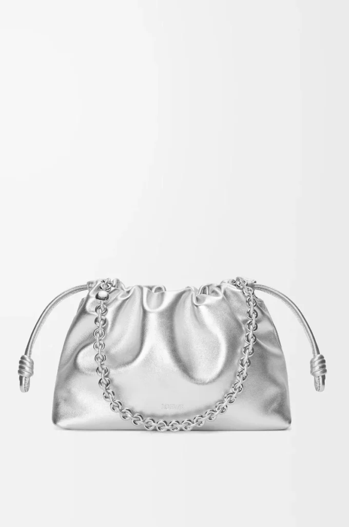 Medium Flamenco purse in laminated lambskin Silver Medium Flamenco purse in laminated lambskin Silver