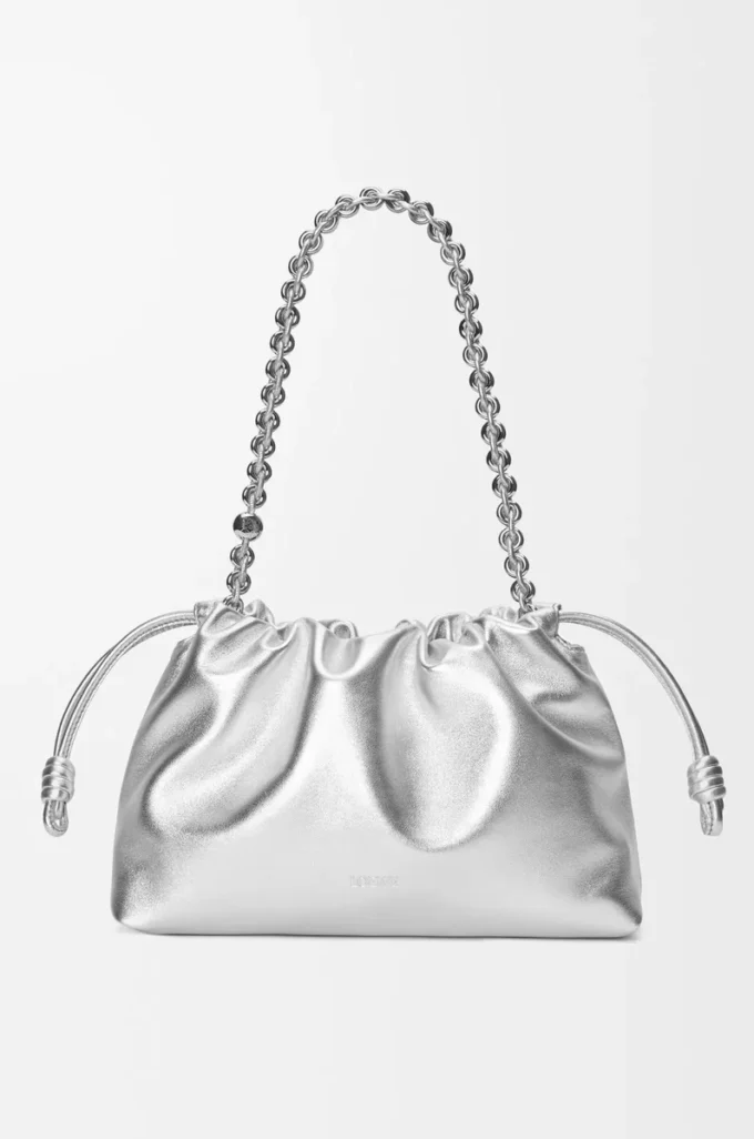 Medium Flamenco purse in laminated lambskin Silver Medium Flamenco purse in laminated lambskin Silver