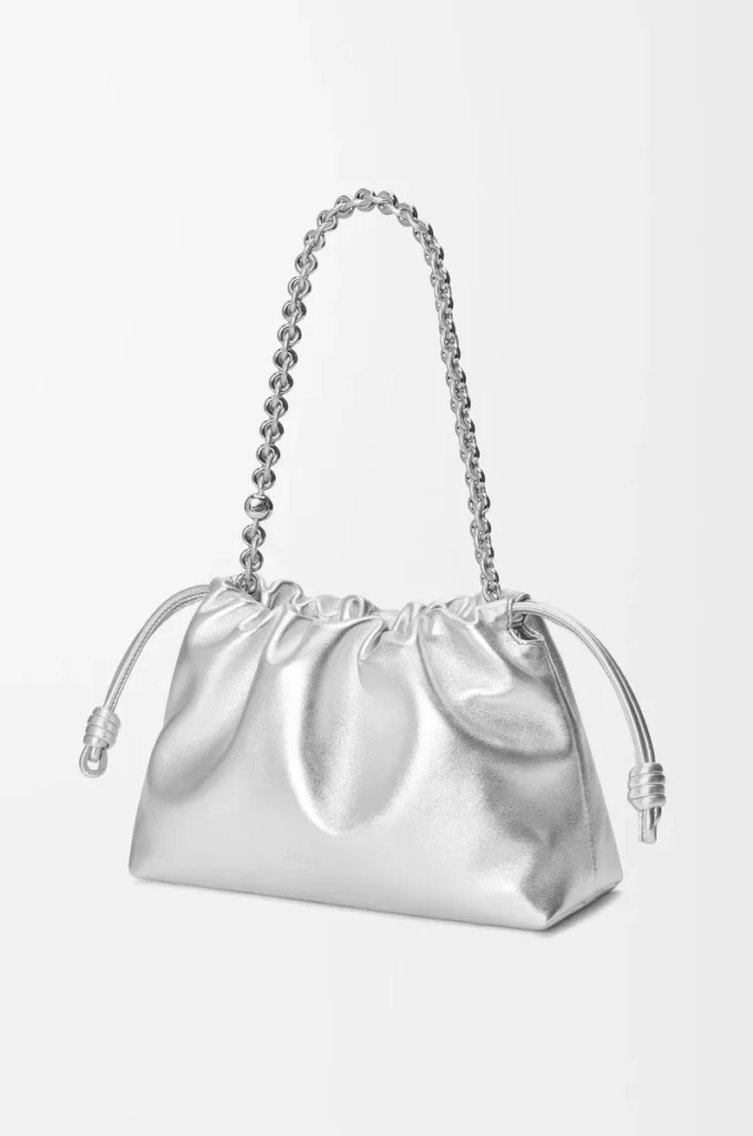 Medium Flamenco purse in laminated lambskin Silver Medium Flamenco purse in laminated lambskin Silver