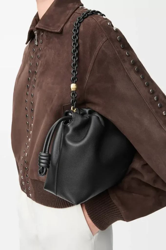 Medium Flamenco purse in mellow nappa lambskin Black