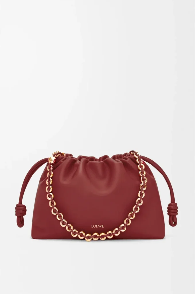 Medium Flamenco purse in mellow nappa lambskin Burnt Red