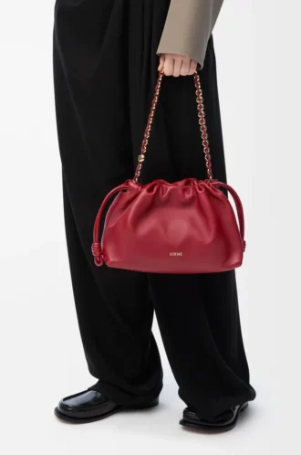 Medium Flamenco purse in mellow nappa lambskin Burnt Red