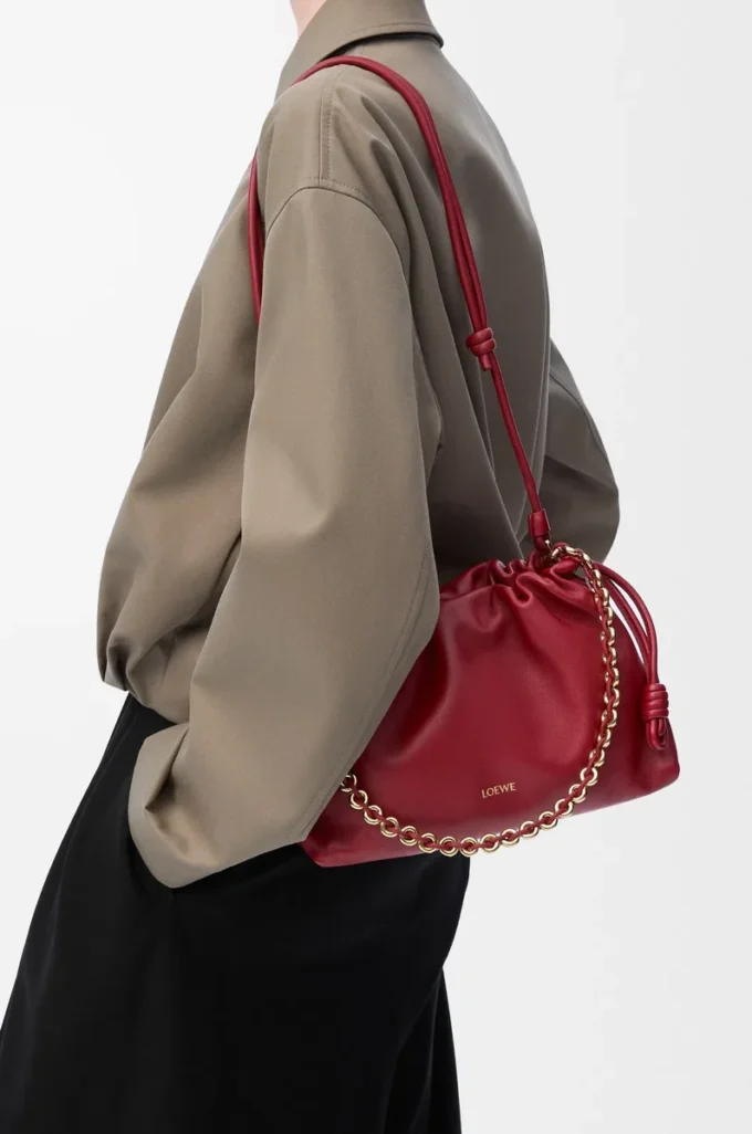 Medium Flamenco purse in mellow nappa lambskin Burnt Red