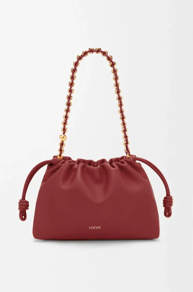Medium Flamenco purse in mellow nappa lambskin Burnt Red