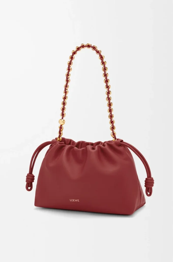 Medium Flamenco purse in mellow nappa lambskin Burnt Red