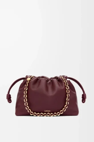 Medium Flamenco purse in mellow nappa lambskin Dark Burgundy
