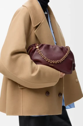 Medium Flamenco purse in mellow nappa lambskin Dark Burgundy