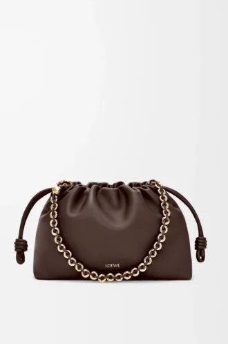 Medium Flamenco purse in mellow nappa lambskin Dark Chestnut