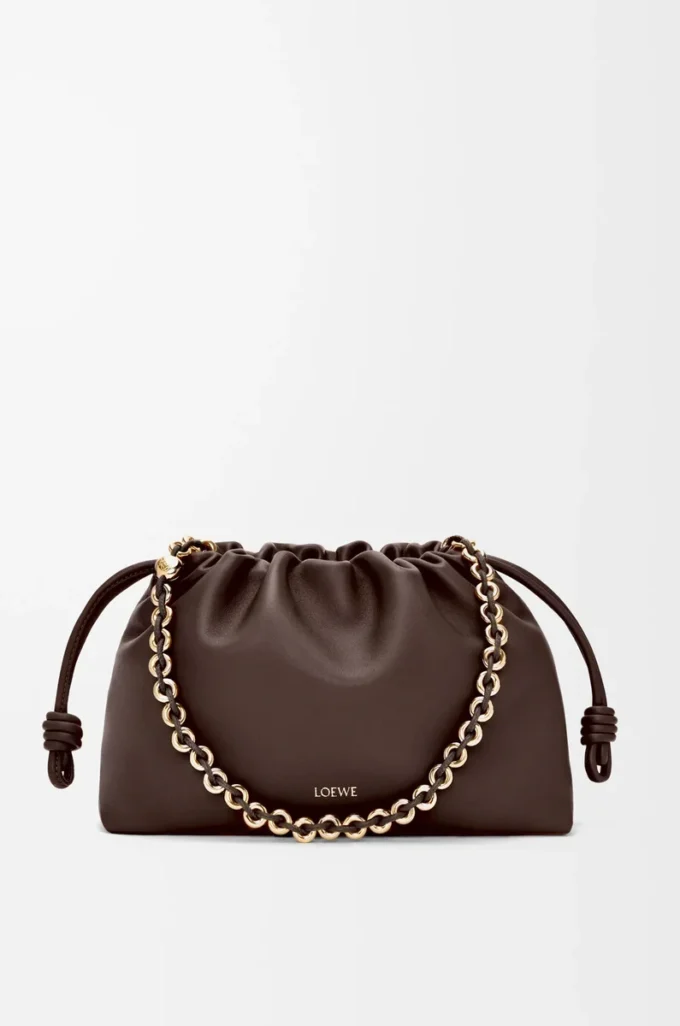 Medium Flamenco purse in mellow nappa lambskin Dark Chestnut