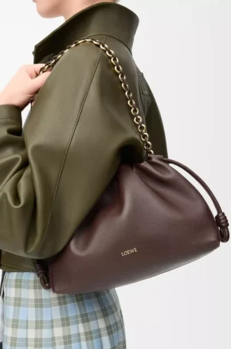 Medium Flamenco purse in mellow nappa lambskin Dark Chestnut