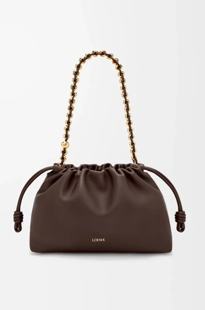 Medium Flamenco purse in mellow nappa lambskin Dark Chestnut