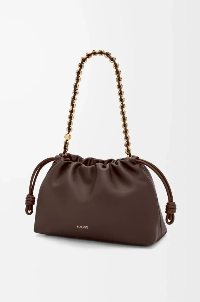 Medium Flamenco purse in mellow nappa lambskin Dark Chestnut