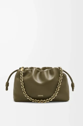 Medium Flamenco purse in mellow nappa lambskin Dark Khaki